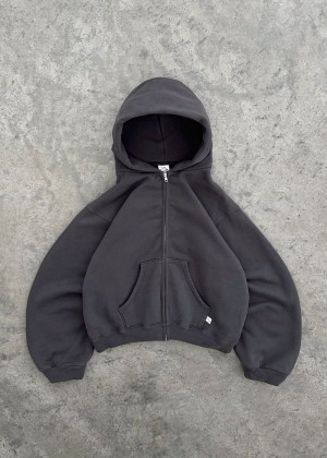 Akimbo Zip-Up Hoodie Black | LDKI-49231