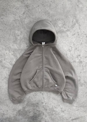 Akimbo Zip-Up Hoodie Grey | VBSF-41287